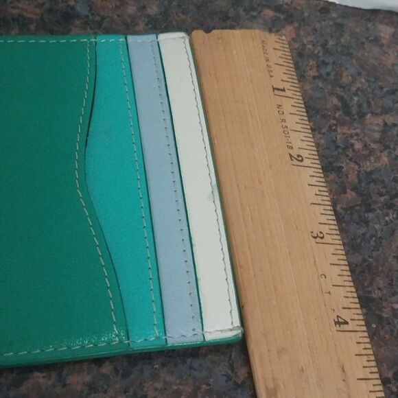 J. Crew Teal and Cream Card Holder And  J, Crew Gold RHINESTONE Barette....NEW - Picture 6 of 6
